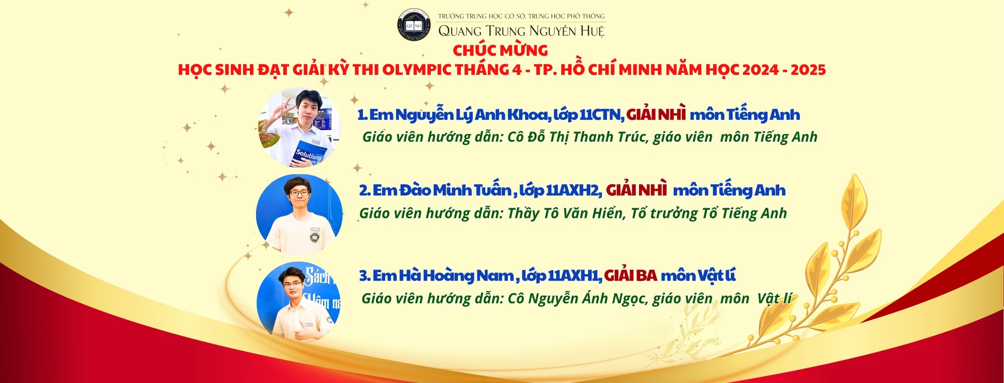 Chúc mừng Quý Thầy Cô hướng dẫn và học sinh đạt giải